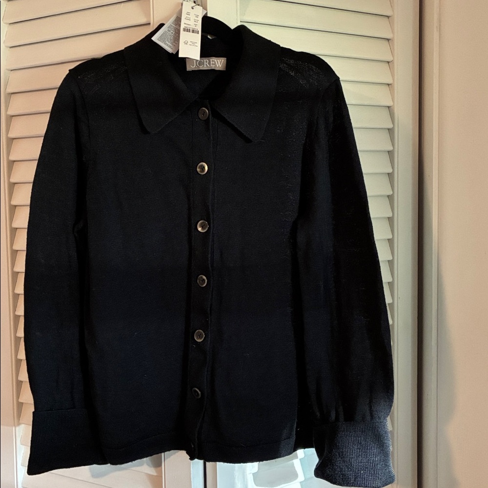 J. Crew Midnight Black Button-Up Sweater - Picture 12 of 12